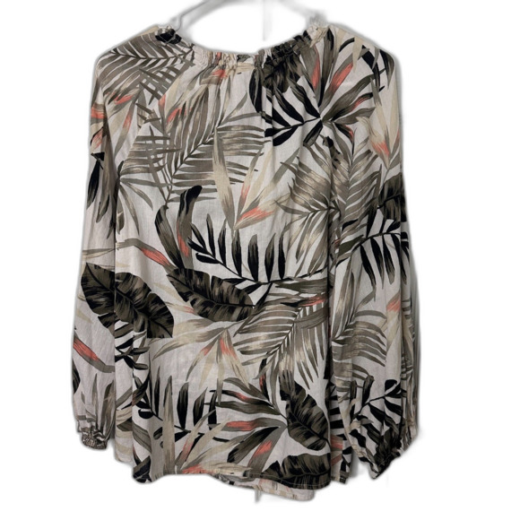 Old Navy Women’s M Tropical Print Long Sleeve Cotton Peasant Blouse Boho Top - Picture 2 of 5